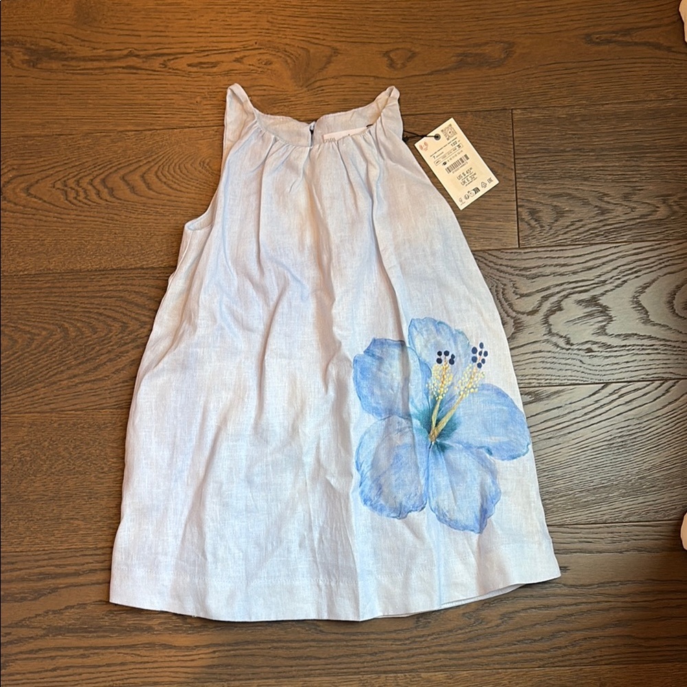 Zara Kids Dress with Blue Floral Design